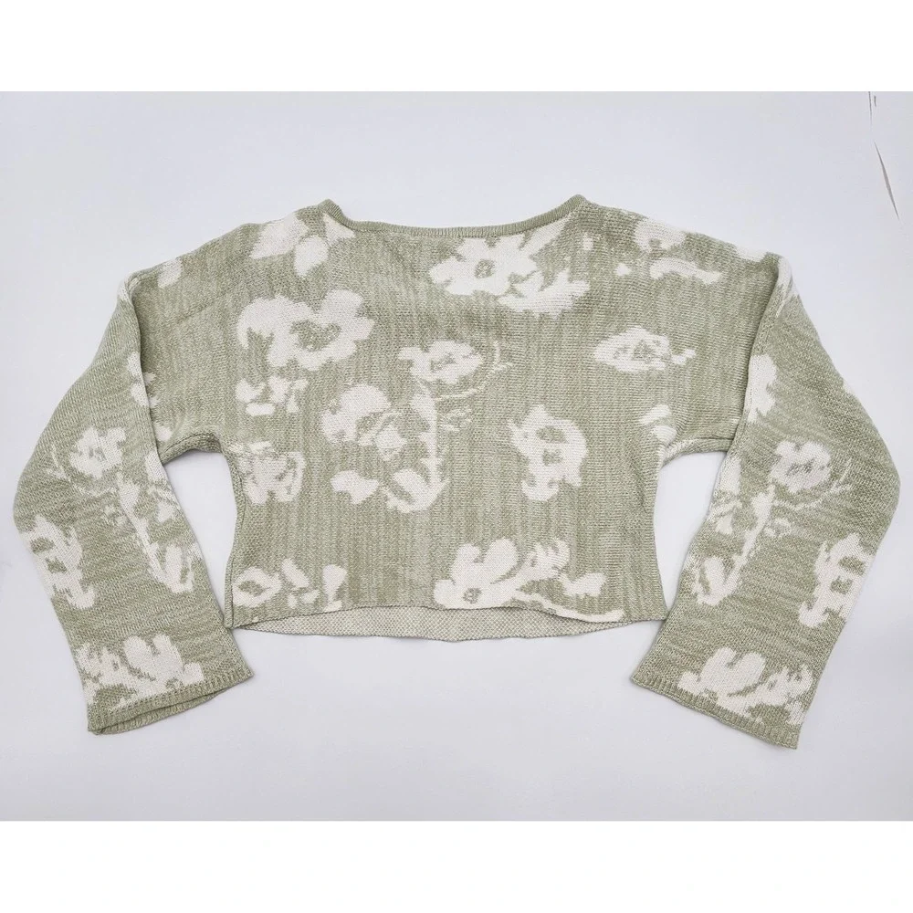 WILLOW ROOT‎ WOMENS KNIT CROPPED SWEAT XS FLORAL CROPPED